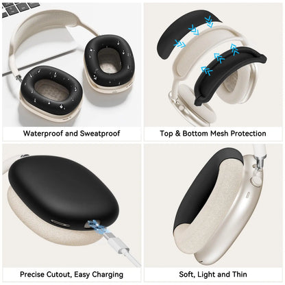 4-in-1 Silicone Case Set for AirPods Max Headphones – Black