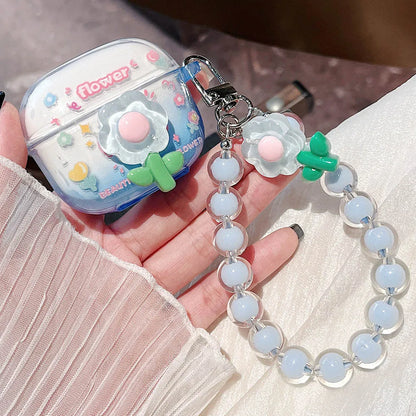 Korean Floral TPU Case for Lenovo LP40 Pro/LP40S | Clear Cover with Beaded Charm