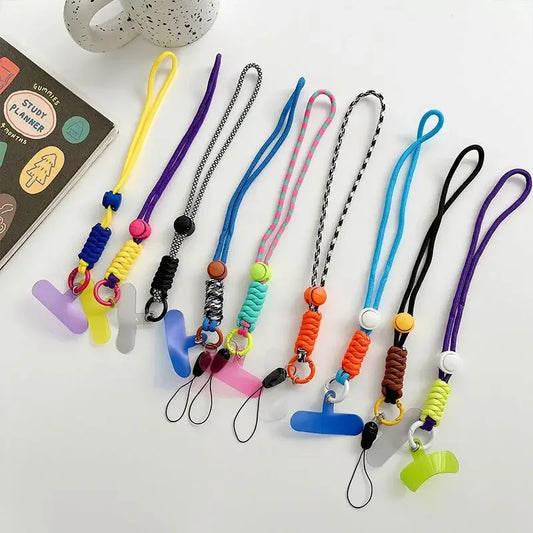 Universal Braided Phone Lanyard with Patch – Wrist Strap & Keychain Cord