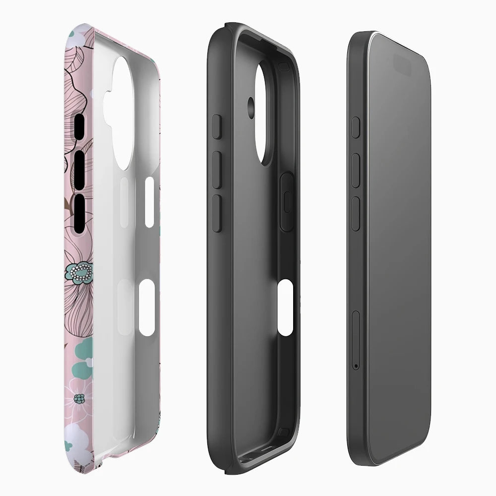 Pastel Floral Case for iPhone 17 16 15 14 13 12 Pro Max Plus Double-Layer