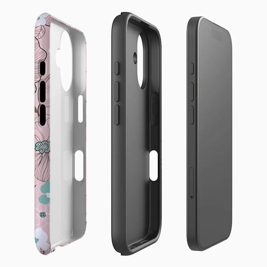 Pastel Floral Case for iPhone 17 16 15 14 13 12 Pro Max Plus Double-Layer