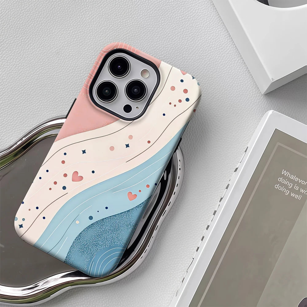Dreamy Currents Case for iPhone 17 16 15 14 13 12 Pro Max Plus Double-Layer