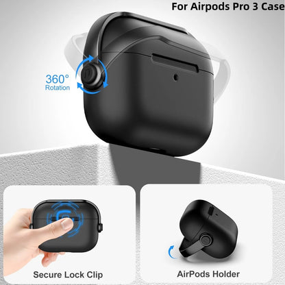Secure Lock AirPods Pro 3 Case with Cleaner Kit and Keychain for 3rd Gen AirPods