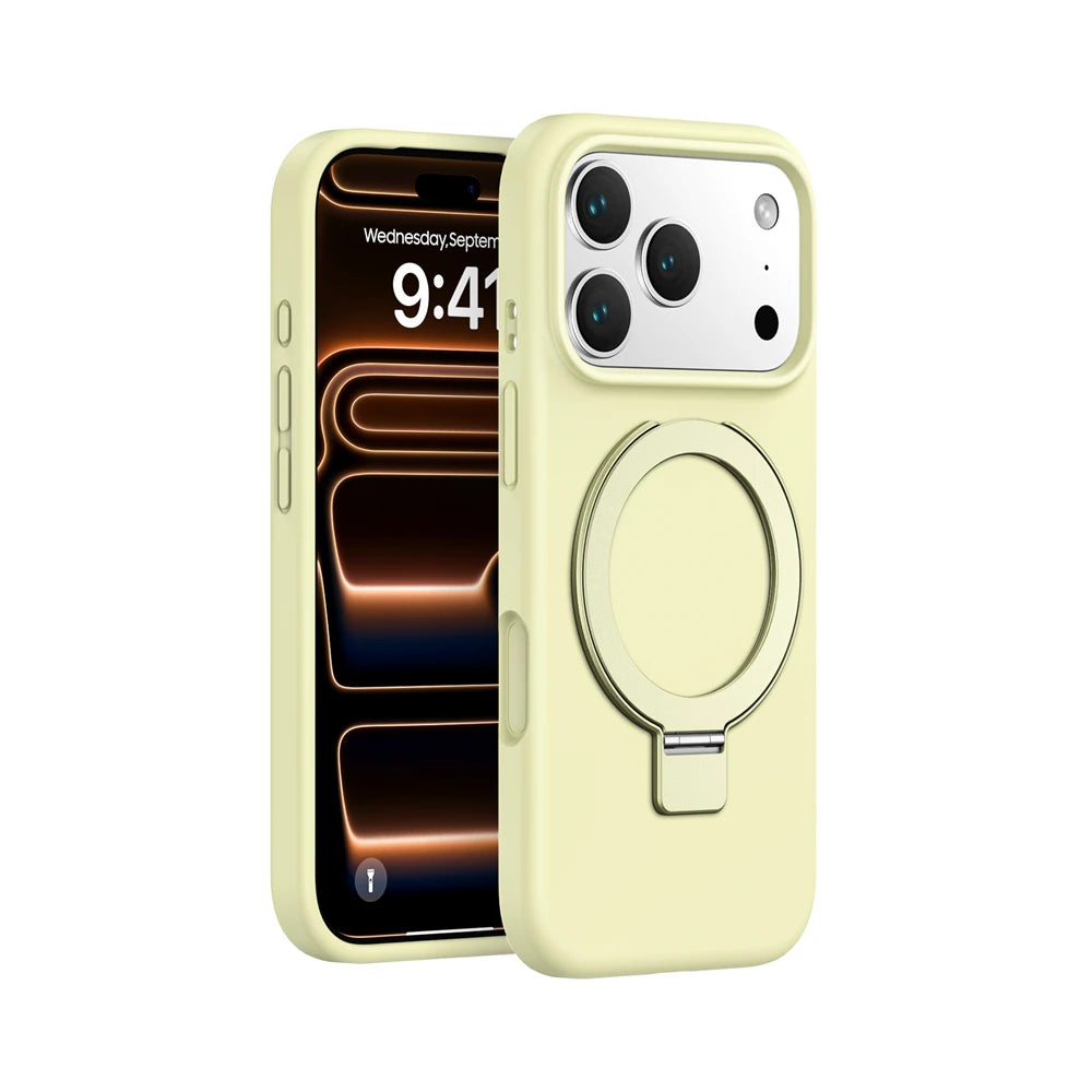 Magnetic Liquid Silicone Stand Case for iPhone 17 16 15 14 13 12 Pro Max Plus