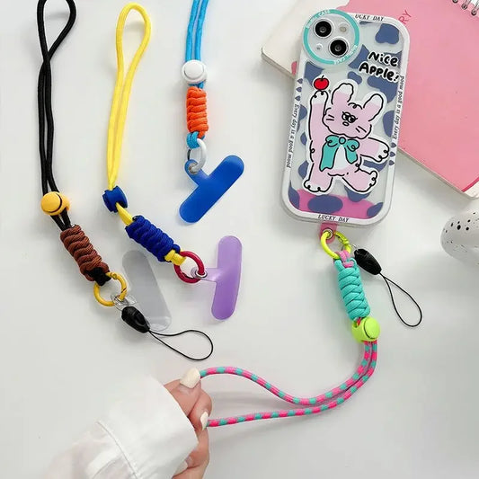 Universal Braided Phone Lanyard with Patch – Wrist Strap & Keychain Cord
