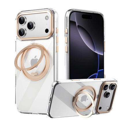 Transparent Magnetic Case for iPhone 17 Air 16 Plus 15 14 13 17 Pro Max 16e 360° Rotating Ring Holder Kickstand Cover LMD003