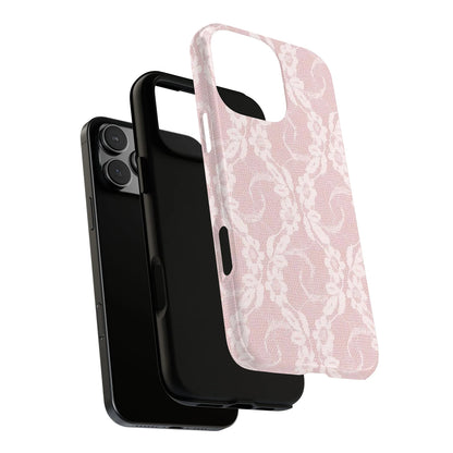 Pink Floral Lace Tough Case for iPhone 17 16 15 14 13 12 11 Pro Max Plus