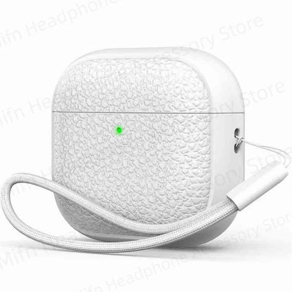 Leather Texture AirPods Pro 3 (2025) Case – Full Protection with Lanyard & Kit