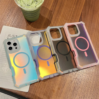 Laser Dazzling MagSafe Armor Case for iPhone 16 15 14 13 Pro Max