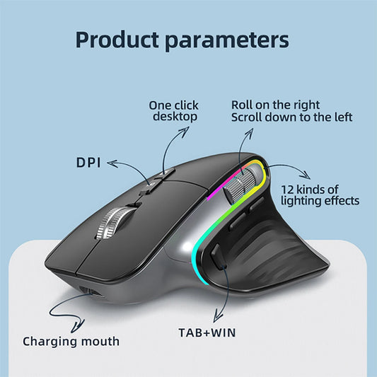 Multi-Device Bluetooth 5.0/3.0 + 2.4G Wireless Mouse Ergonomic Portable