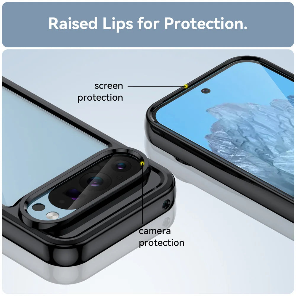 Fashion Transparent Acrylic Case for Google Pixel 9–7 Pro & 10 Pro XL – Shockproof