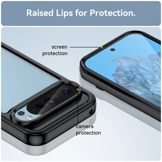 Fashion Transparent Acrylic Case for Google Pixel 9–7 Pro & 10 Pro XL – Shockproof