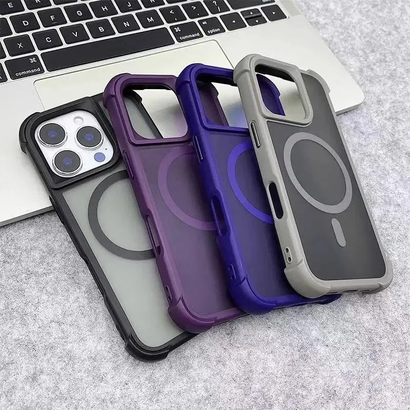 Magnetic Luxury Matte Shockproof Armor Case for iPhone 16–11 Series, MagSafe Ready