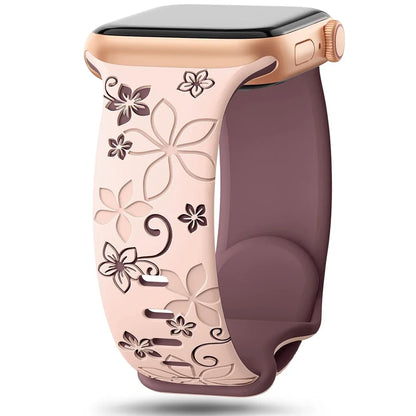 Engraved Silicone Band for Apple Watch Ultra SE 9 8 7 6 – Women’s Strap