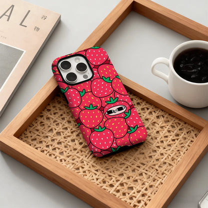 Playful Strawberry Pattern Case for iPhone 17 16 15 14 13 12 Pro Max Plus