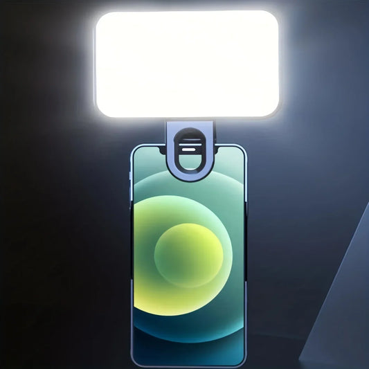 Mini Rechargeable Selfie Light with 3 Modes, Clip-On LED for Phones & PCs