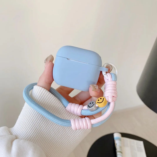 Blue Silicone Case with Lanyard for AirPods 1 2 3 4 Pro/Pro 2