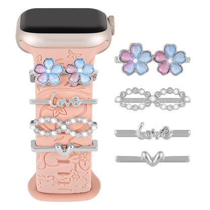 Diamond Metal Charms for Apple Watch Band Bling Rings for iWatch Series 9-6 SE