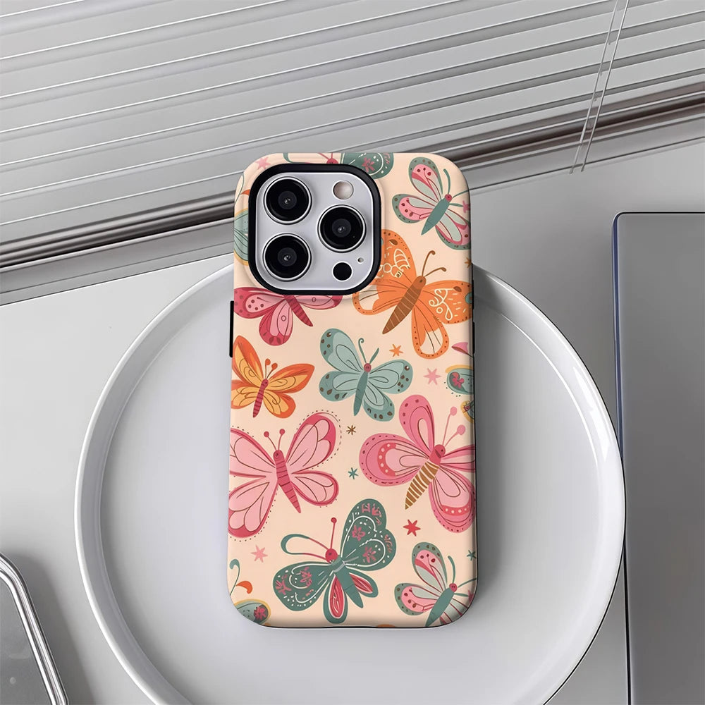 Butterfly Delight Case for iPhone 17 16 15 14 13 12 Pro Max Plus Double-Layer