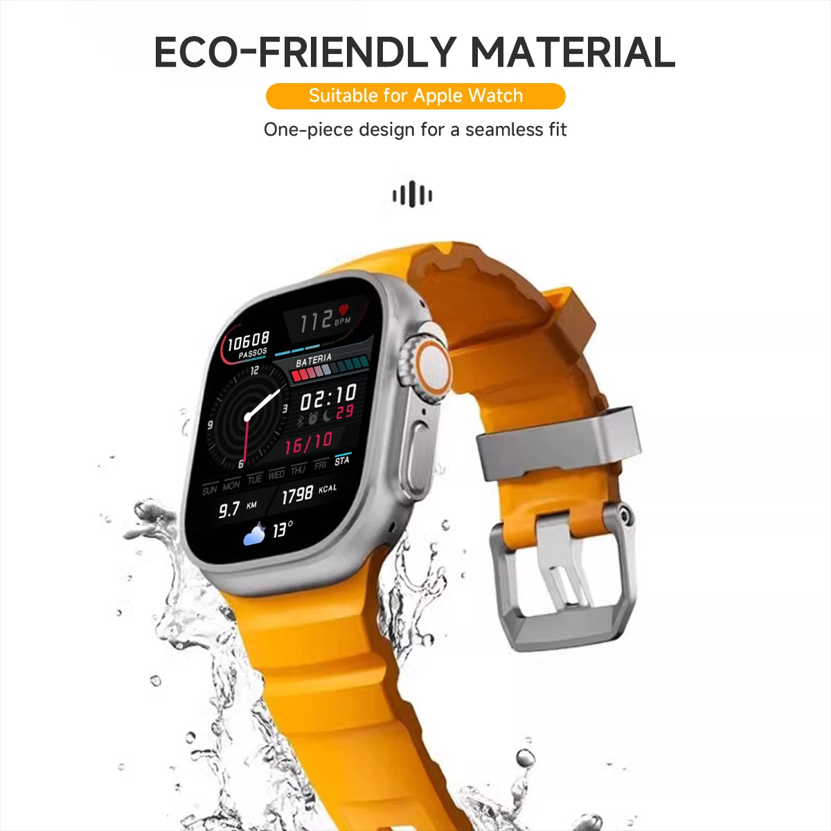 Fluorescent Silicone Bracelet for Apple Watch Series 4–10 & Ultra 2