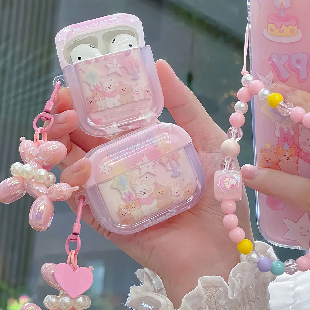 Cute Cartoon Bluetooth Earphone Case for AirPods Pro 2 & AirPods 1/2/3 Pink