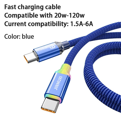 USB Type-C Fast Charging Cable 20W–120W 6A for iPhone 15/16 Xiaomi Huawei