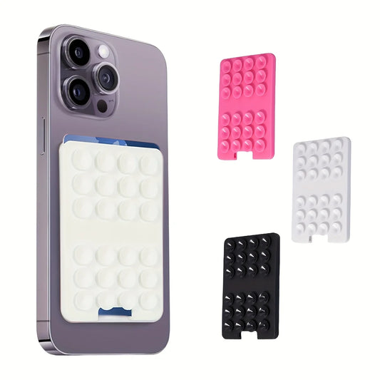 Silicone Suction Cup Phone Holder with Card Wallet for iPhone and Android Selfies