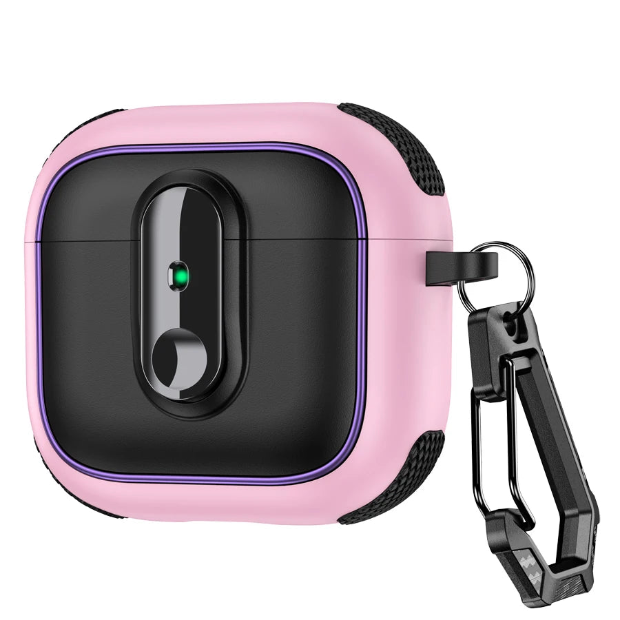 Armor Locking Earphone Case for AirPods 2/3/Pro/4 with Purple Stripes