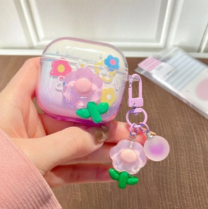 Fashion Flower Case for AirPods 4 & Pro 2–1 | Cute Earphone Cover with Keychain