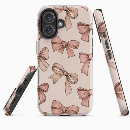 Pink Bow Pattern Case for iPhone 17 16 15 14 13 12 11 Pro Max Plus