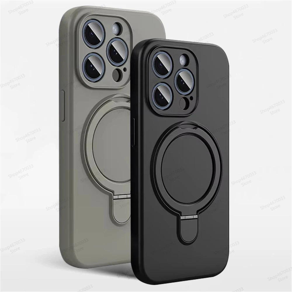 Magnetic Silicone Case with Kickstand for iPhone 11–14 Pro Max Plus