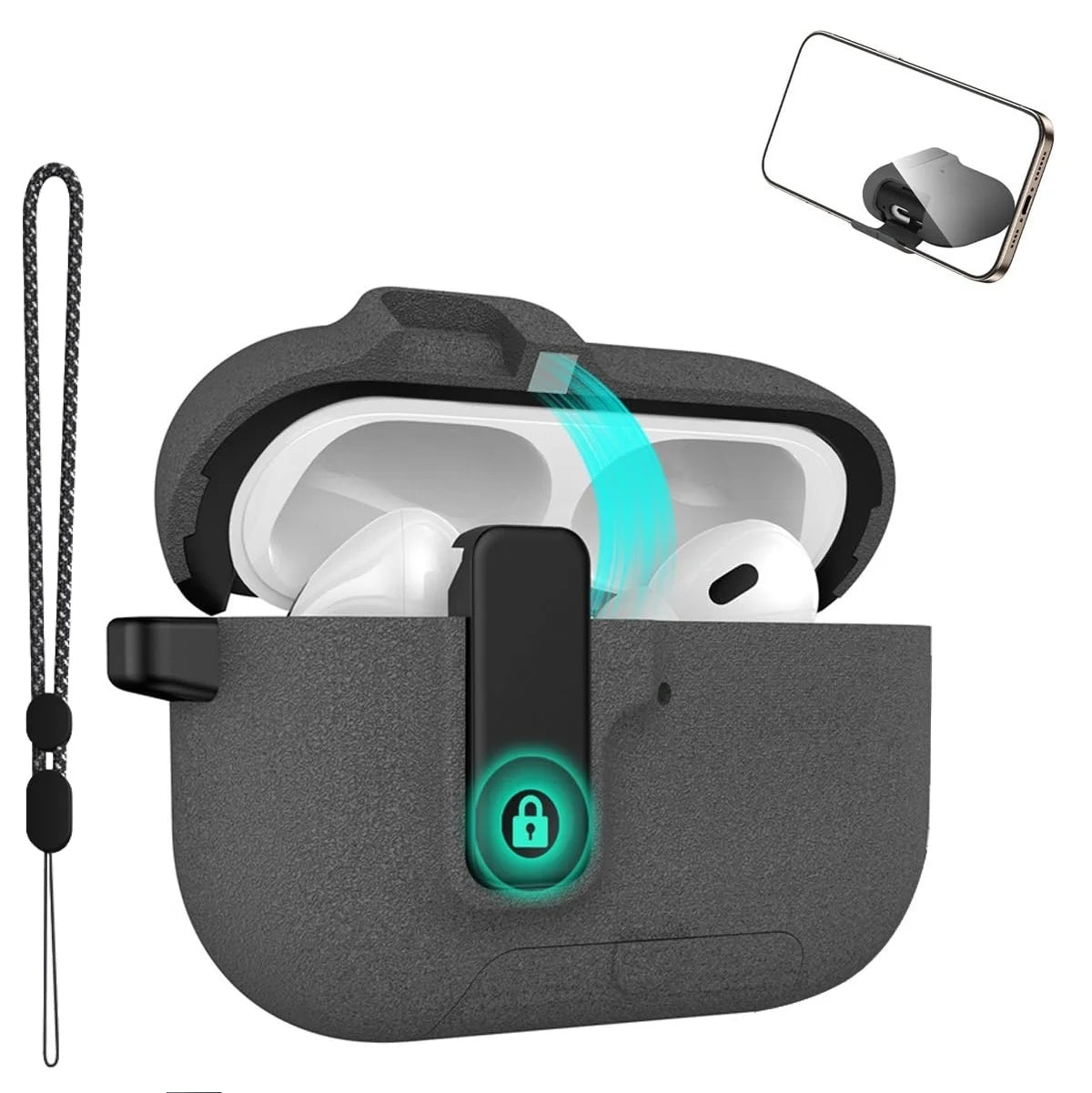 2025 Clear Magnetic Lock Case for AirPods Pro 3 with Stand & Cleaning Kit