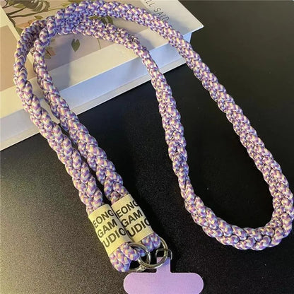 Braided Crossbody Phone Lanyard Strap with Pendant – Women’s Shoulder Cord