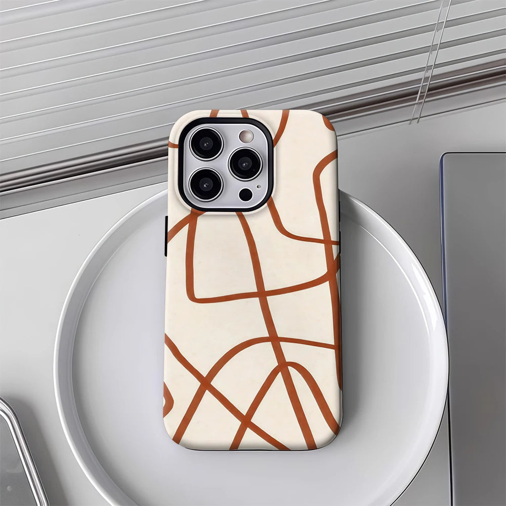 Rust Abstract Curves Case for iPhone 17 16 15 14 13 12 Pro Max Plus