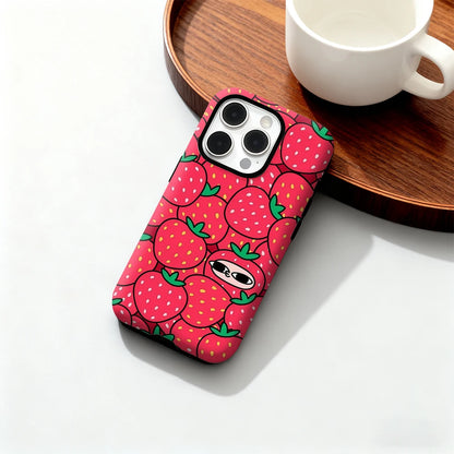 Playful Strawberry Pattern Case for iPhone 17 16 15 14 13 12 Pro Max Plus
