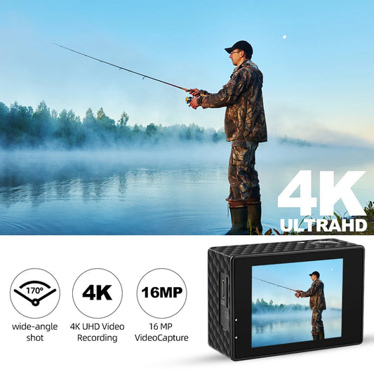 4K Ultra HD Action Camera | 16MP Wi-Fi Sports Cam with 2.0" Screen & 30M Waterproof