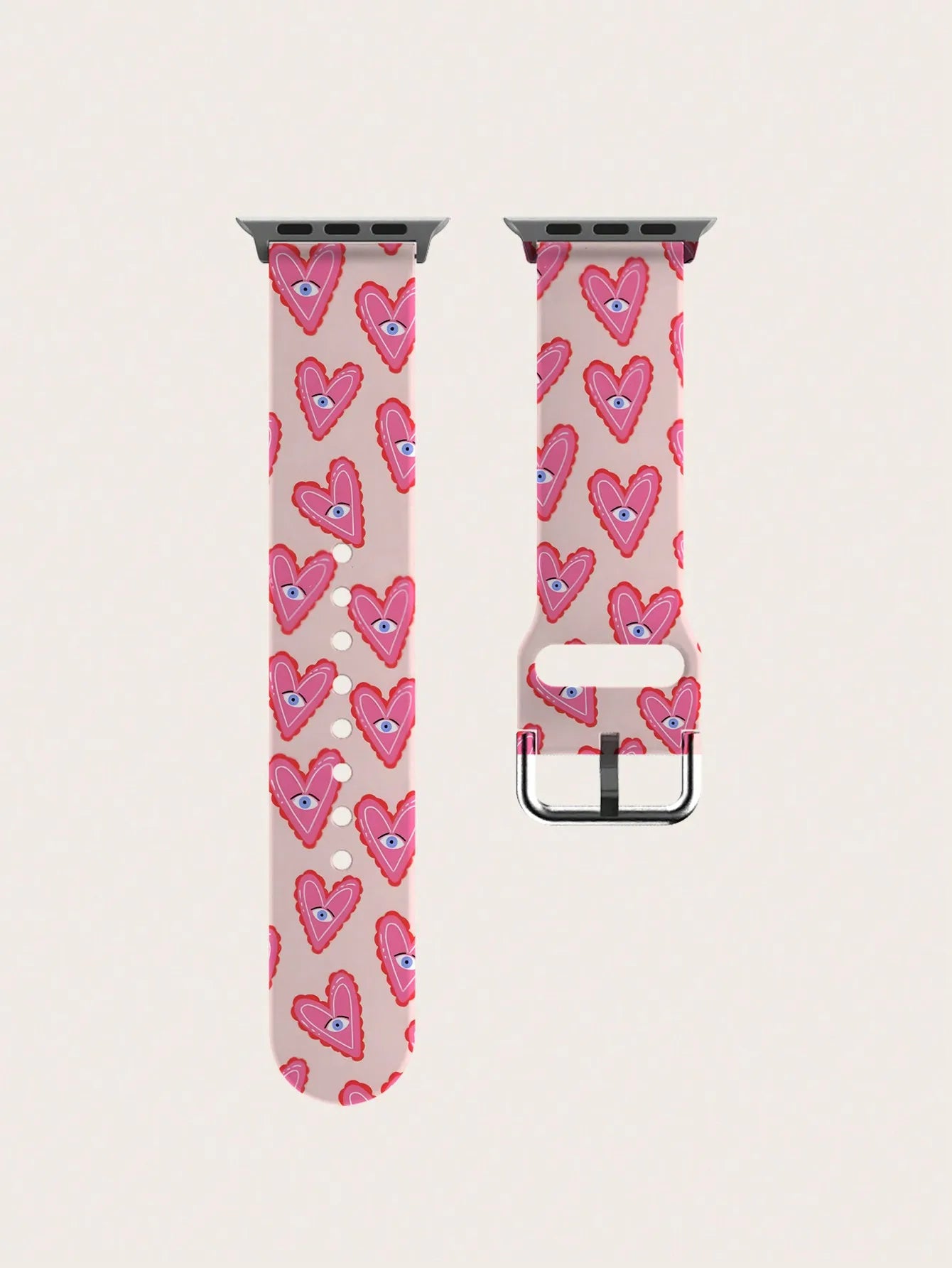 Pink Heart Eyes Band for Apple Watch Ultra 3 & Series 11–3 | Cute Fun Strap