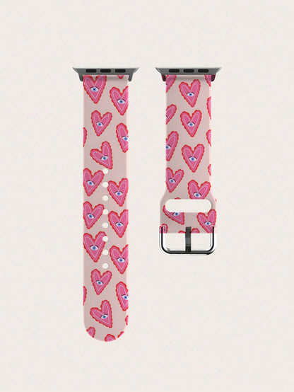 Pink Heart Eyes Band for Apple Watch Ultra 3 & Series 11–3 | Cute Fun Strap