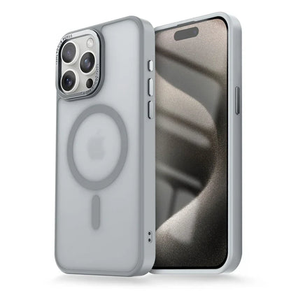 Matte Transparent MagSafe Case with Metal Lens Ring for iPhone 14 Pro Max/Plus