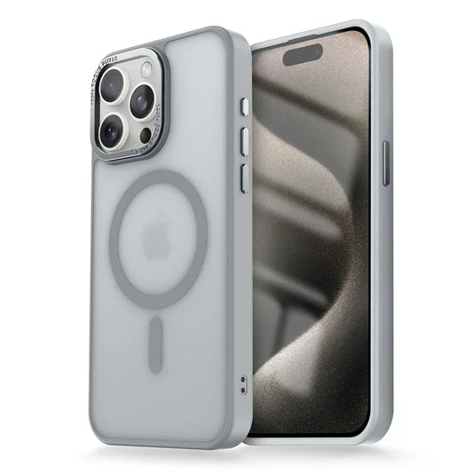 Matte Transparent MagSafe Case with Metal Lens Ring for iPhone 14 Pro Max/Plus