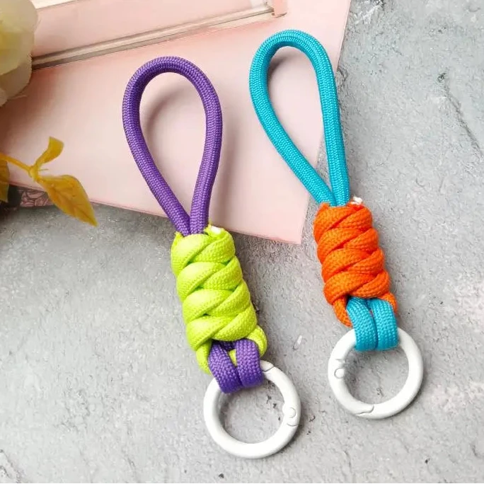 Braided Umbrella Rope Keychain Lanyard – Strong Strap for Keys and Phone Accessories