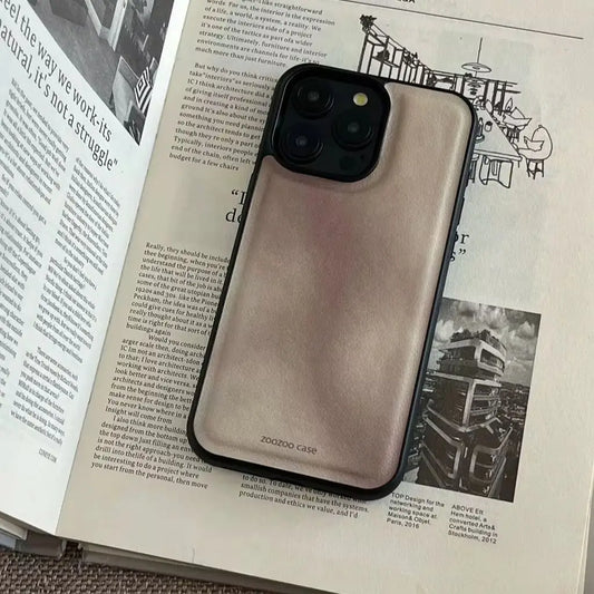 Retro Brown Gradient Leather Shockproof Case for iPhone 11–16 Pro Max