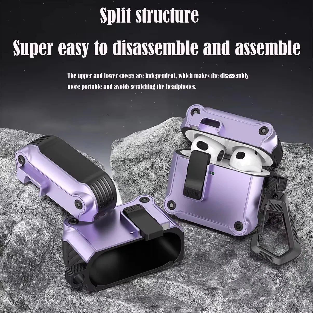 Security Lock Case for AirPods Pro 3 – Shockproof 2025 Cover with Hook