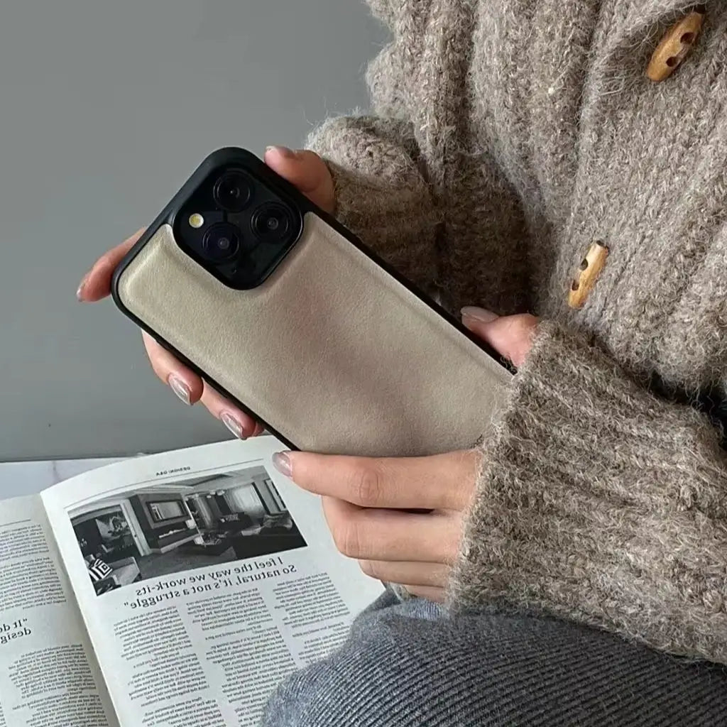 Retro Brown Gradient Leather Shockproof Case for iPhone 11–16 Pro Max