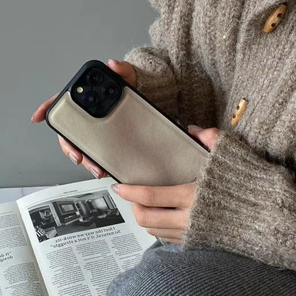 Retro Brown Gradient Leather Shockproof Case for iPhone 11–16 Pro Max