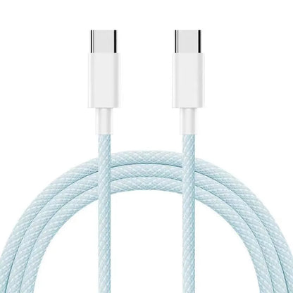 Dual Type-C PD60W Fast Charging Braided Cable for iPhone 15 Huawei Xiaomi
