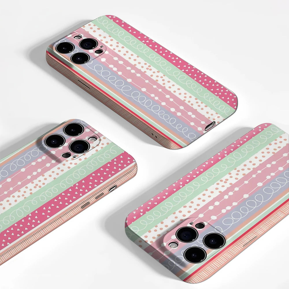 Pastel Striped Patterns Case for iPhone 17 16 15 14 13 12 11 Pro Max Plus