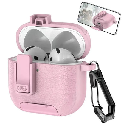 Shockproof Leather Protective Case with Bracket for AirPods Pro 2 & AirPods 4