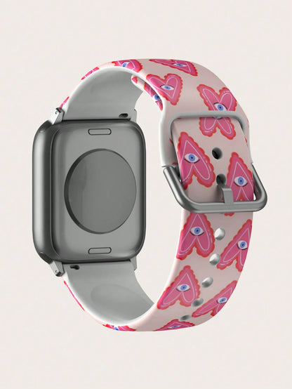 Pink Heart Eyes Band for Apple Watch Ultra 3 & Series 11–3 | Cute Fun Strap