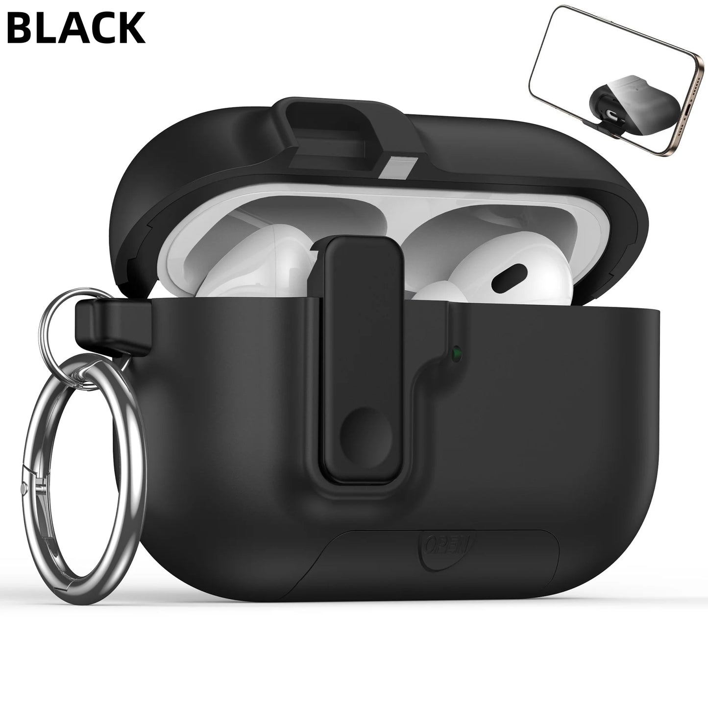 Shockproof Case with Phone Holder for AirPods Pro 3 | Lock & Keychain Cover